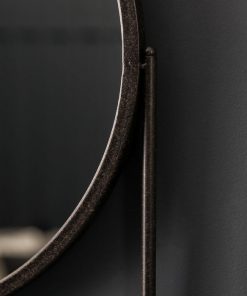 Black Round Wall Mirror with Shelf – Industrial Iron Frame (63 cm)3
