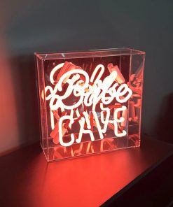 Neon Sign ‘Babe Cave’ in a Clear Acrylic Box