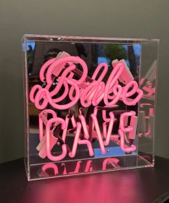 Neon Sign 'Babe Cave' in a Clear Acrylic Box2