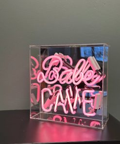 Neon Sign ‘Babe Cave’ in a Clear Acrylic Box
