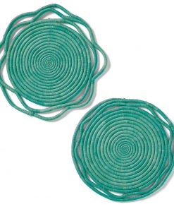 Mint Koho Raffia Chargers – Set of 2
