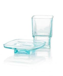 Teal Recycled Glass Cup & Dish