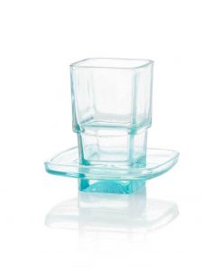 Teal Recycled Glass Cup & Dish