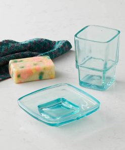Teal Recycled Glass Cup & Dish3